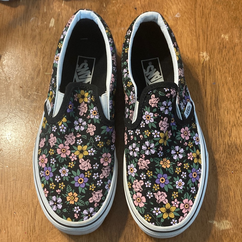 Vans Black Slip-On with Floral Design